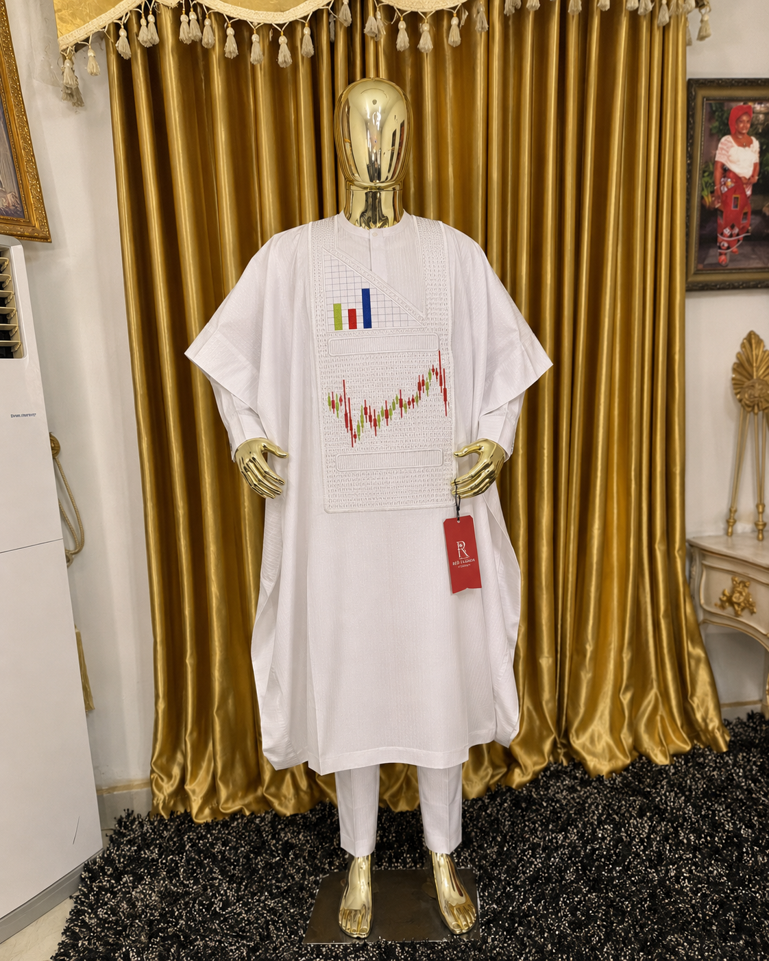 Red Fashion signature native evening outfit